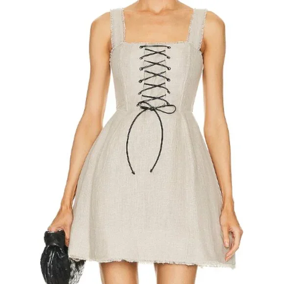 chinese dress ladies STAUD DENA MINI DRESS WHITE